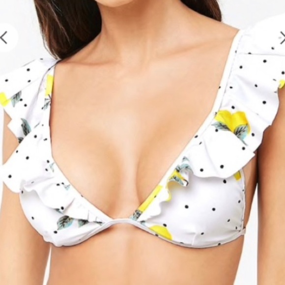 Lemon Print Ruffle Strap Bikini Set Med/Sm - Picture 3 of 7